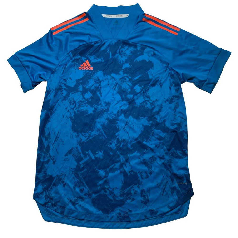 Adidas Primeblue Soccer Jersey Blue Orange Mens Size L Futbol athletic